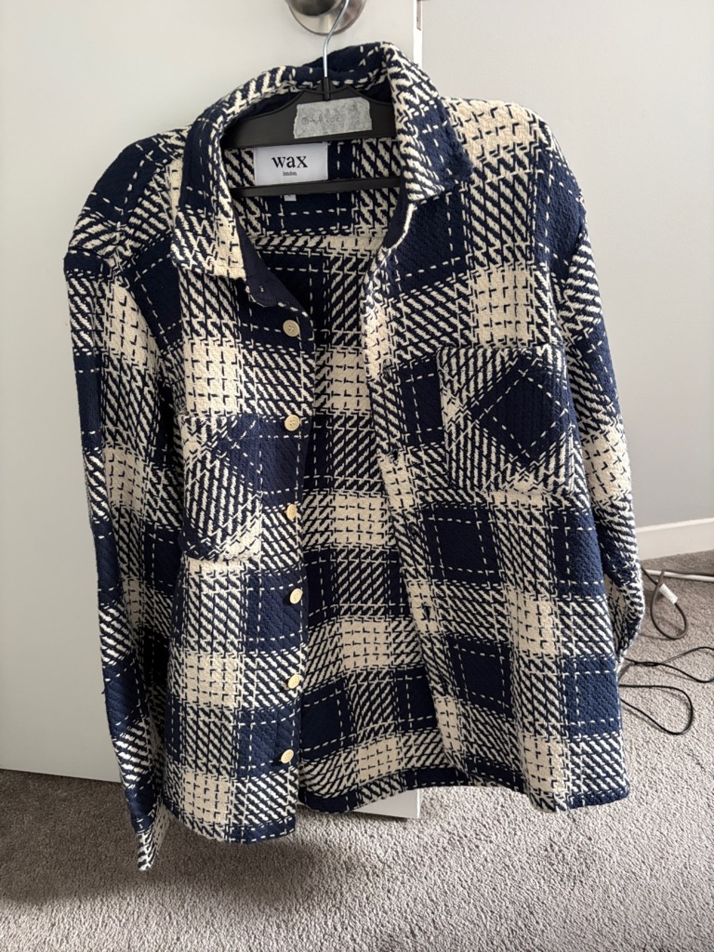 Men’s - Wax London Navy & Cream Plaid Whiting Shirt